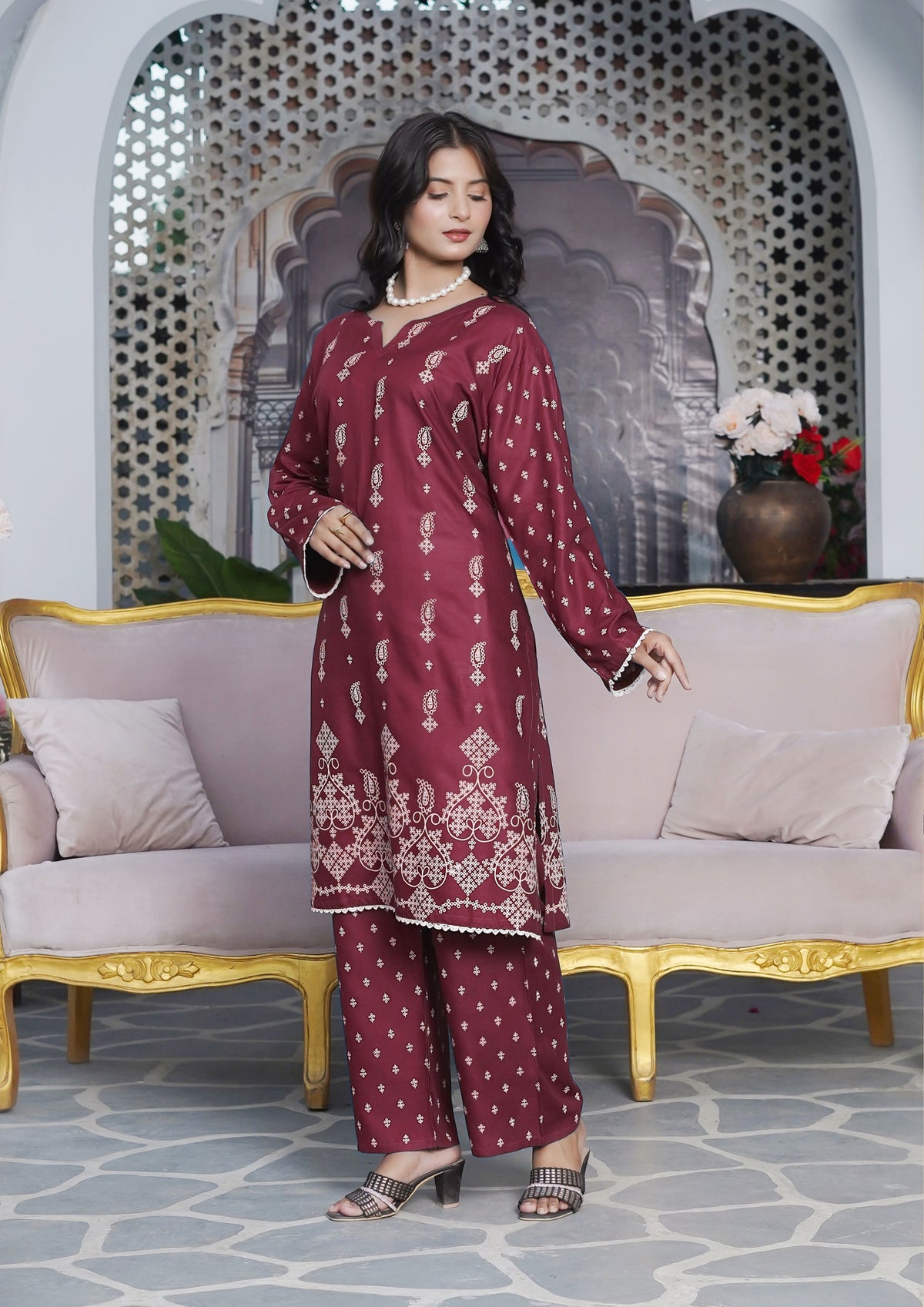 GULNAR MAROON 2PCS