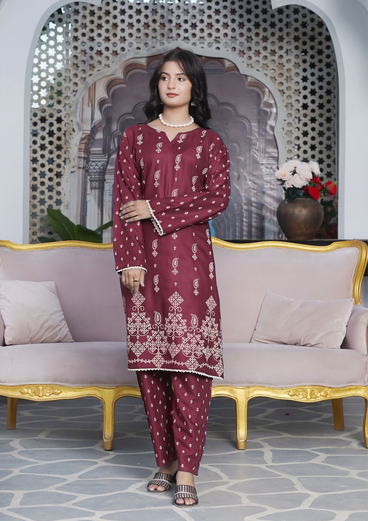 GULNAR MAROON 2PCS
